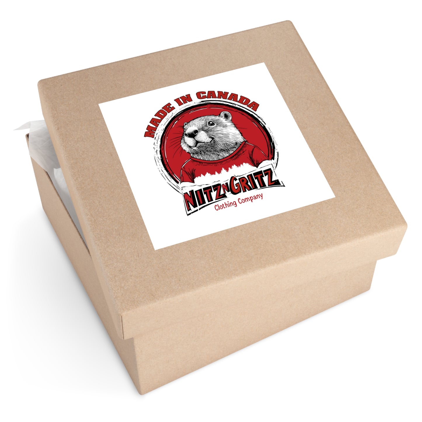NitznGritz Made in Canada Square Stickers, Indoor\Outdoor