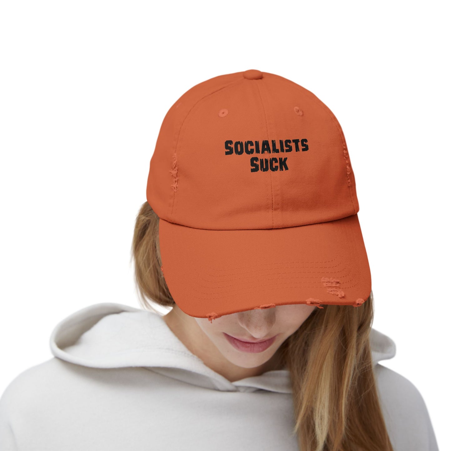 SOCIALISTS SUCK. Unisex Distressed Cap