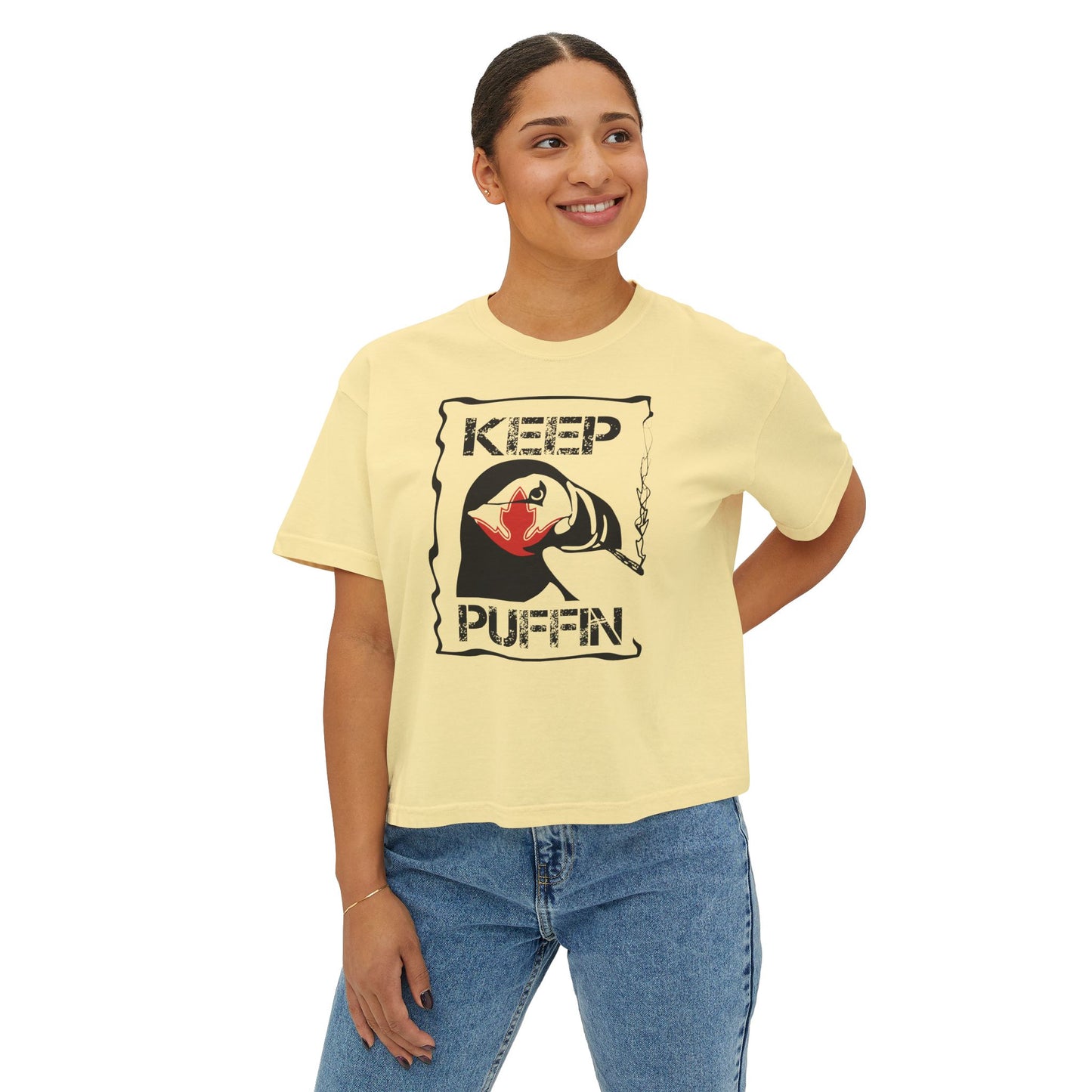 Keep Puffin Leaf Women's Boxy Tee