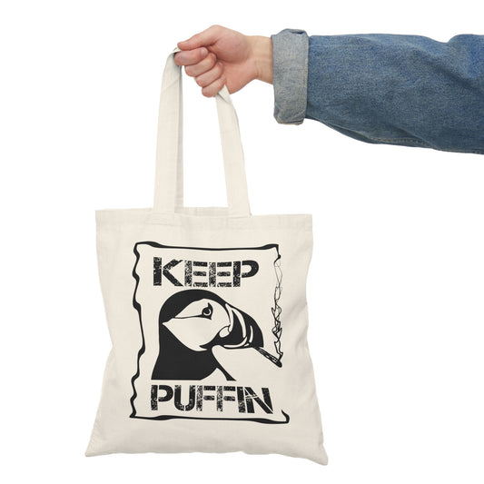 Keep Puffin. Natural Tote Bag