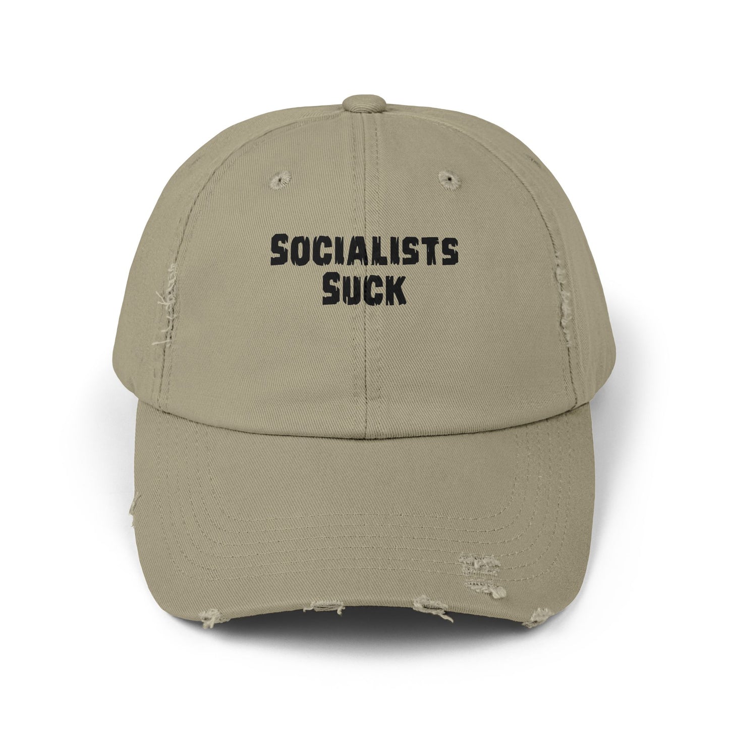 SOCIALISTS SUCK. Unisex Distressed Cap