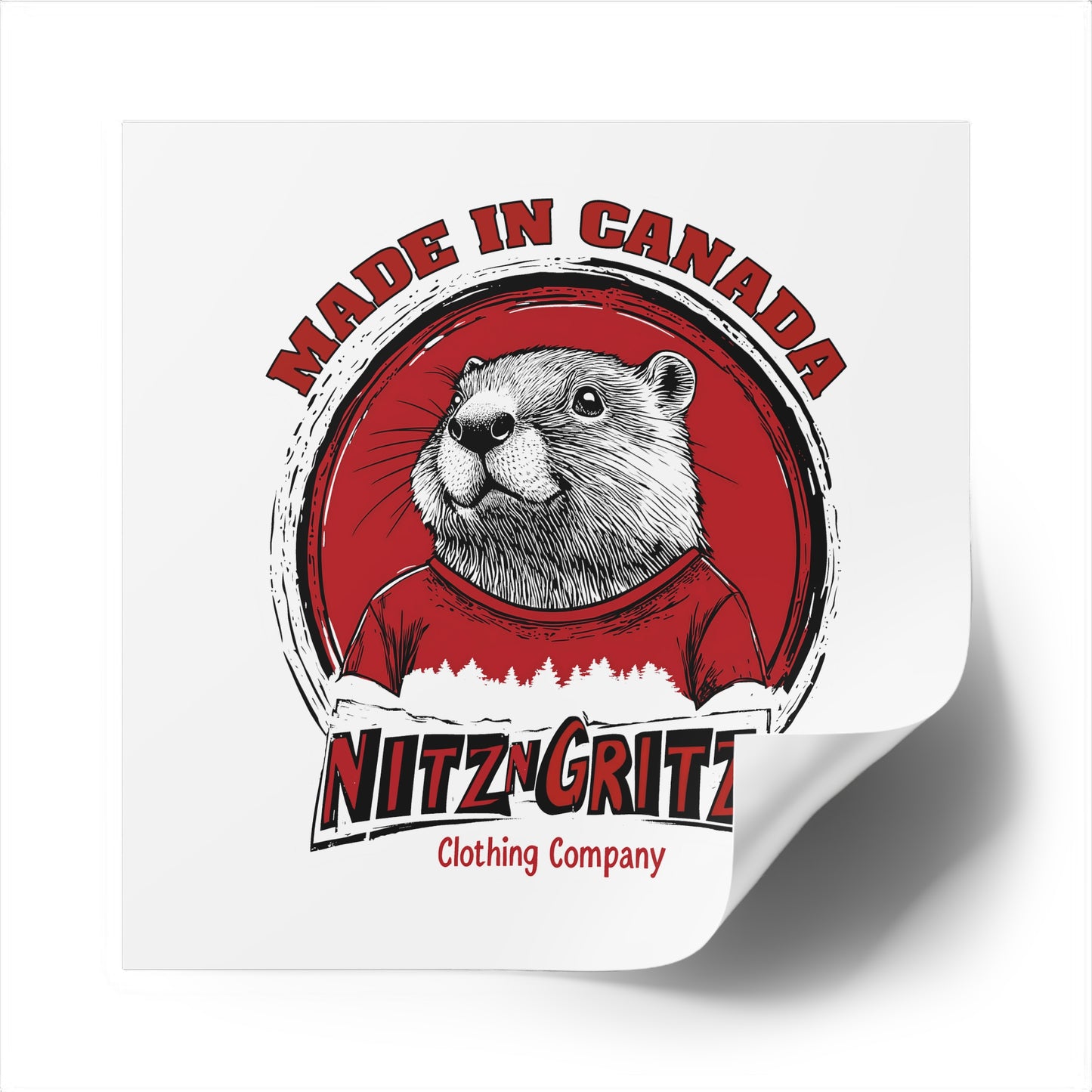 NitznGritz Made in Canada Square Stickers, Indoor\Outdoor