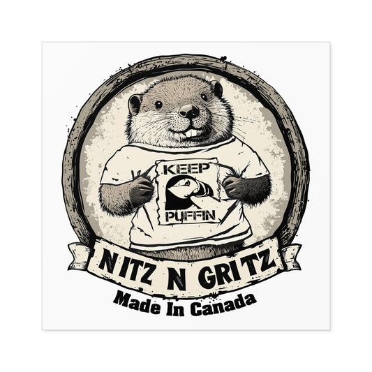 NitznGritz Made in Canada Square Stickers, Indoor\Outdoor