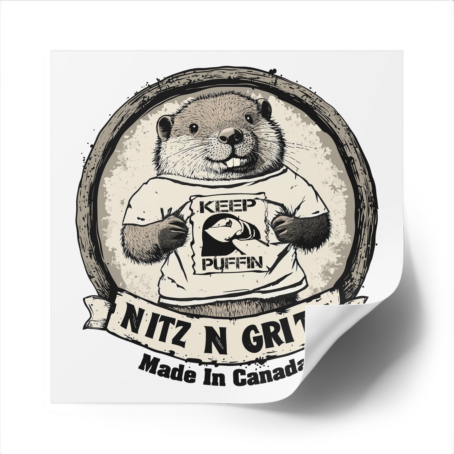 NitznGritz Made in Canada Square Stickers, Indoor\Outdoor