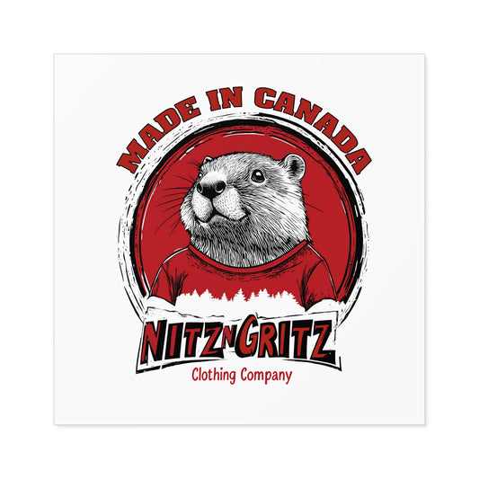NitznGritz Made in Canada Square Stickers, Indoor\Outdoor