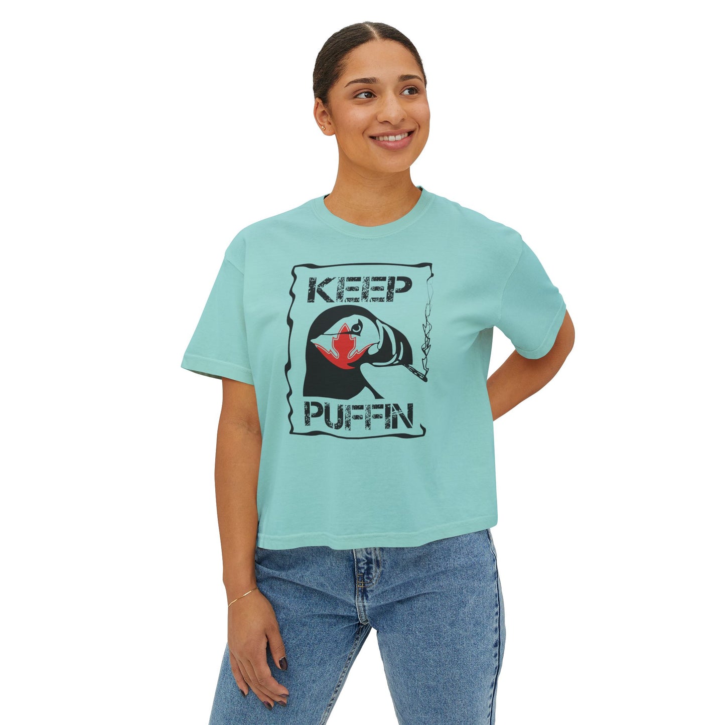 Keep Puffin Leaf Women's Boxy Tee