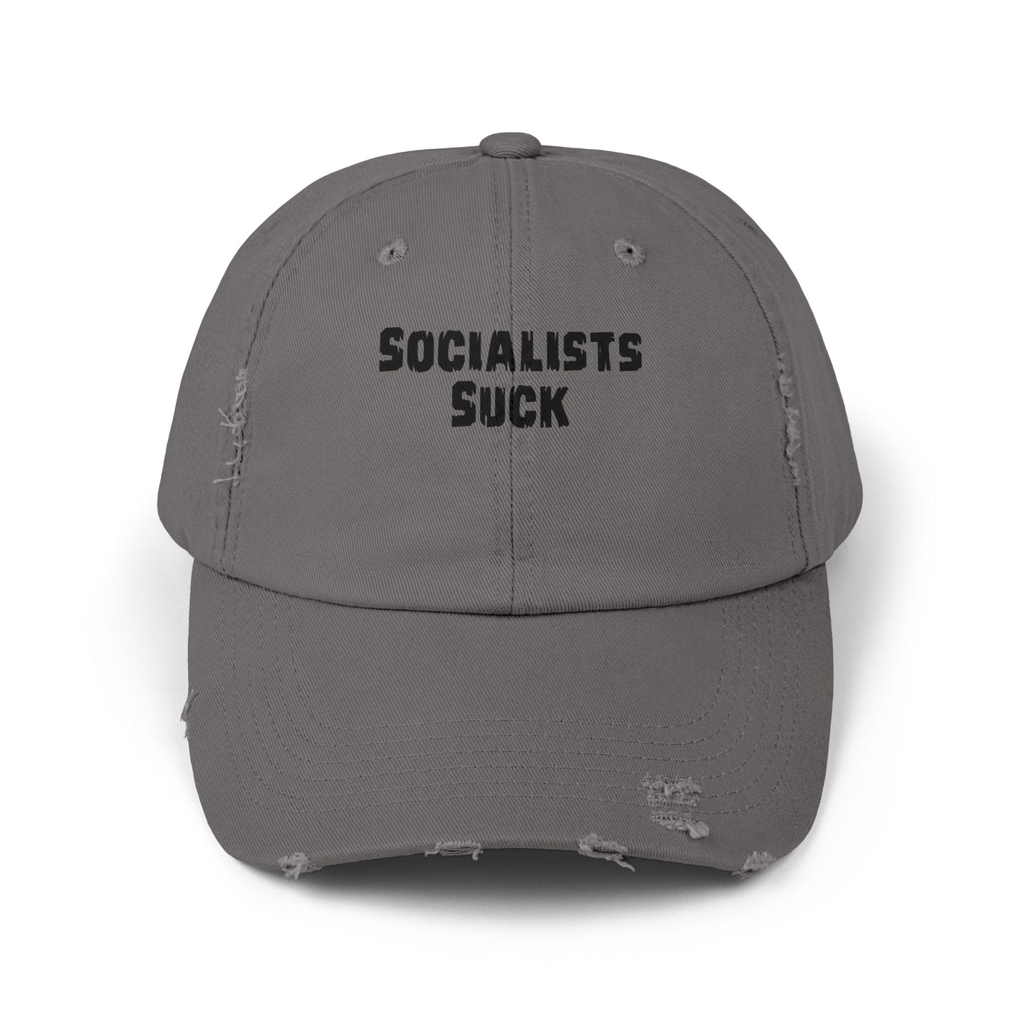 SOCIALISTS SUCK. Unisex Distressed Cap