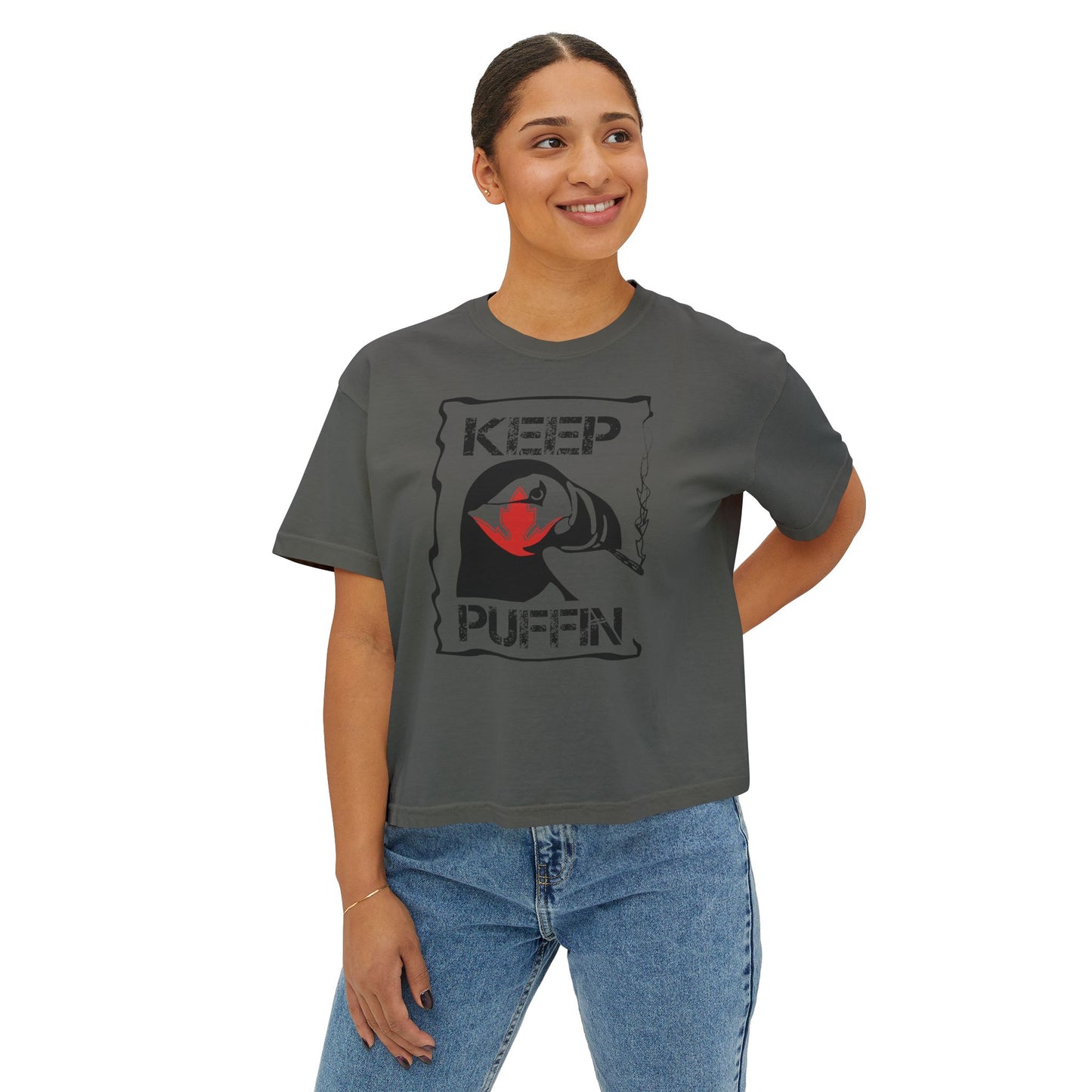 Keep Puffin Leaf Women's Boxy Tee