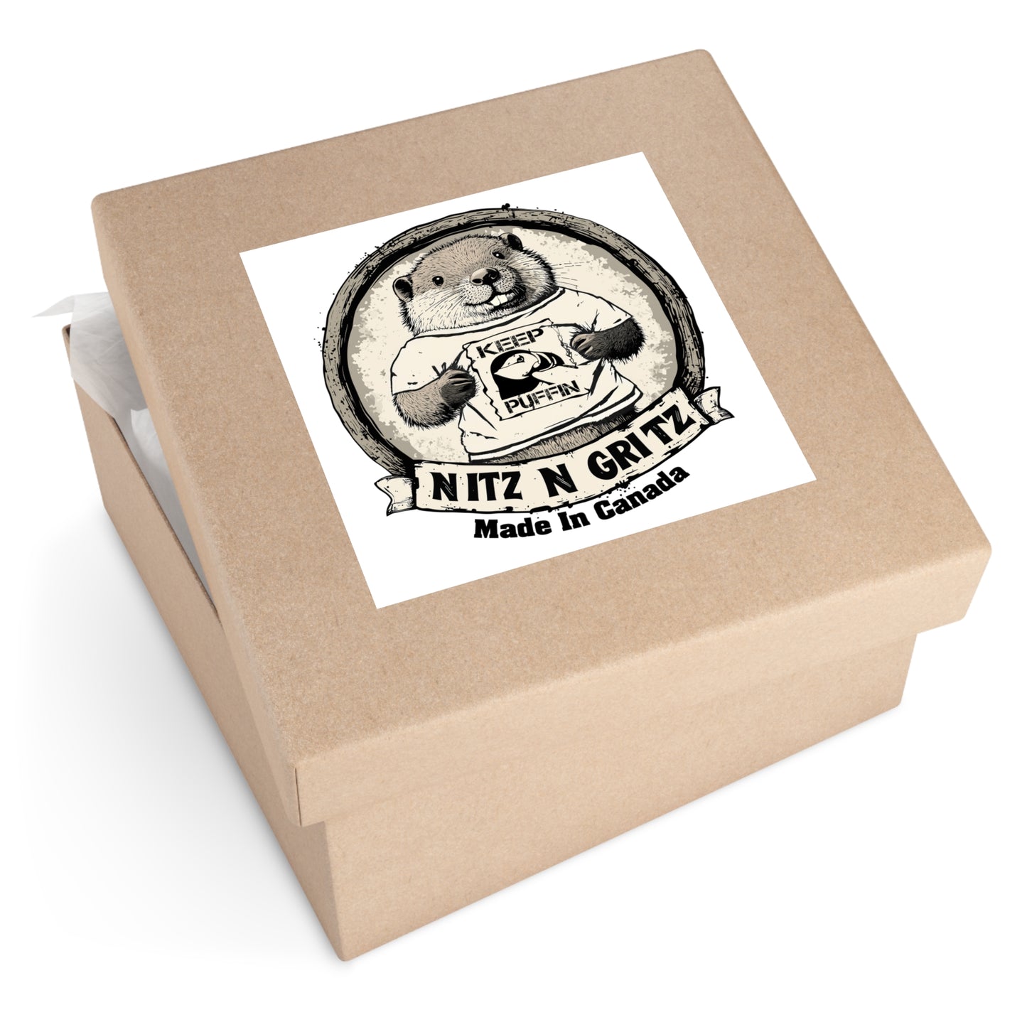 NitznGritz Made in Canada Square Stickers, Indoor\Outdoor