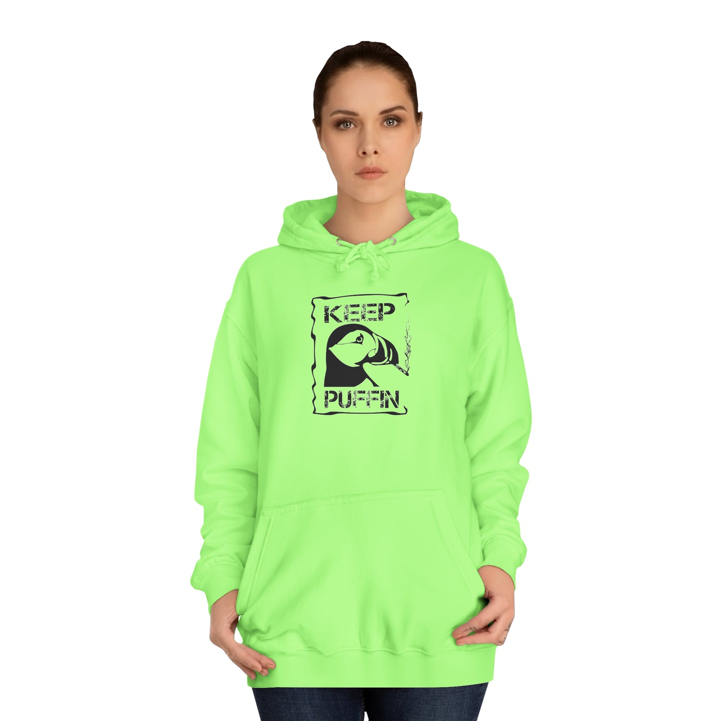 Keep Puffin..Unisex College Hoodie
